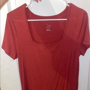 Square Neck red short sleeve top